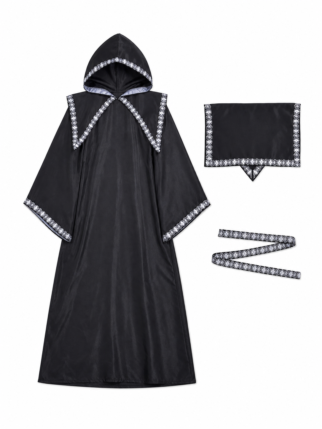 Hooded Robe Costume with Silver Trim