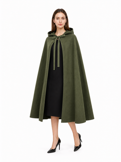 Olive Green Hooded Carnival Cloak