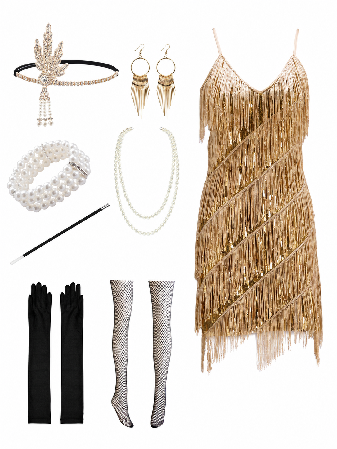 Fringe and Sequin Party Dress Set