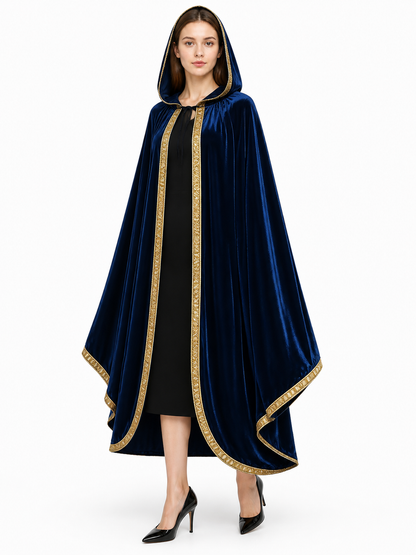 Dark Blue Hooded Costume Cloak