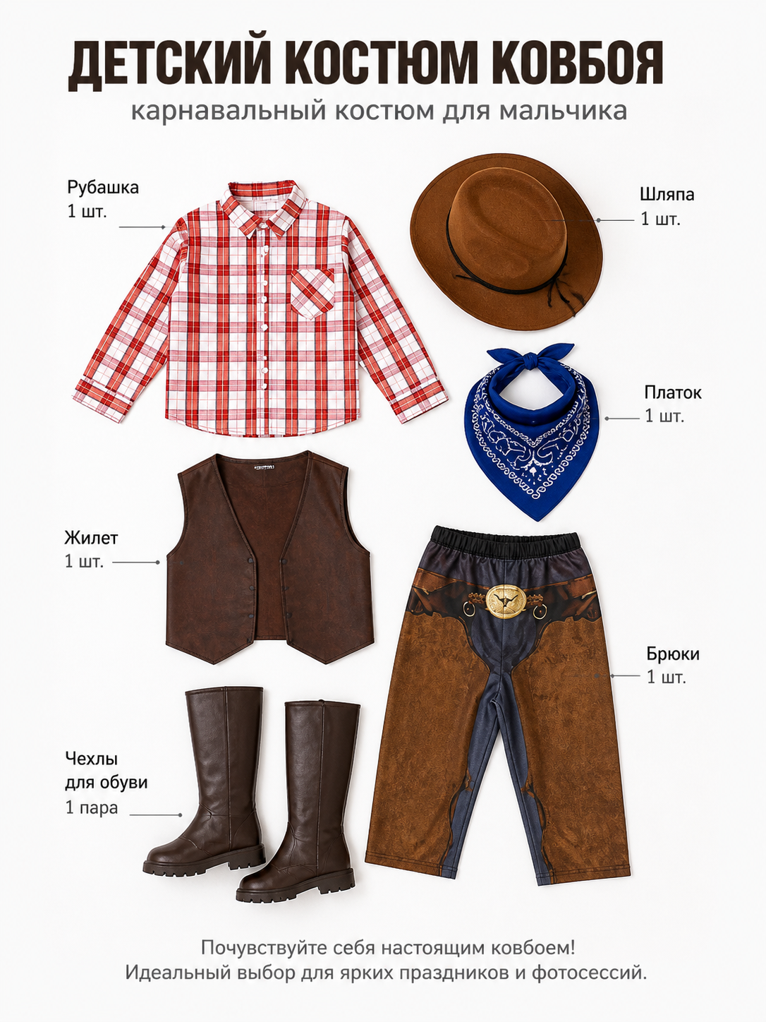 Children’s Sheriff Costume with Vest and Hat for Halloween