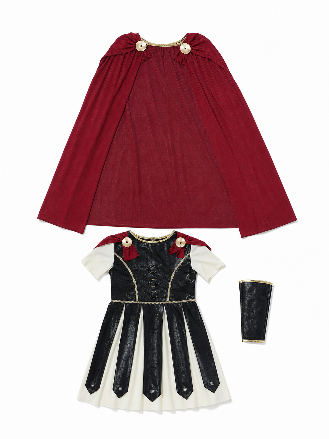 Retro-Style Dress with Red Cape