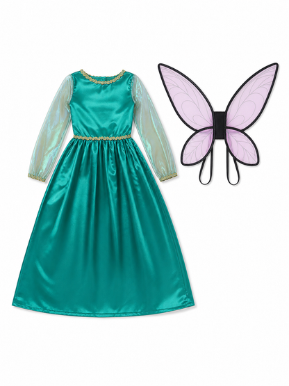 Green fairy-elf costume with wings and headband