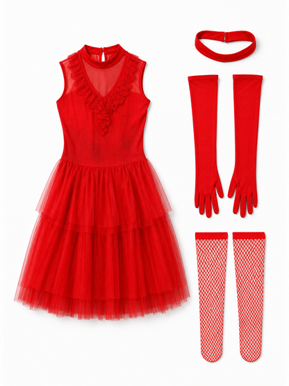 Red Carnival Dress with a Full Skirt