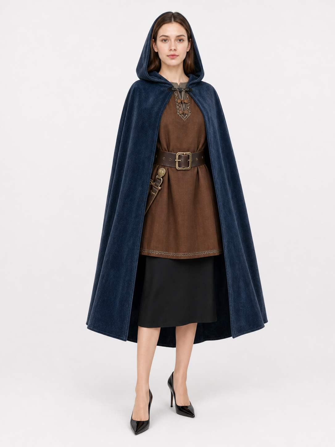 Blue Hooded Costume Cloak for Cosplay