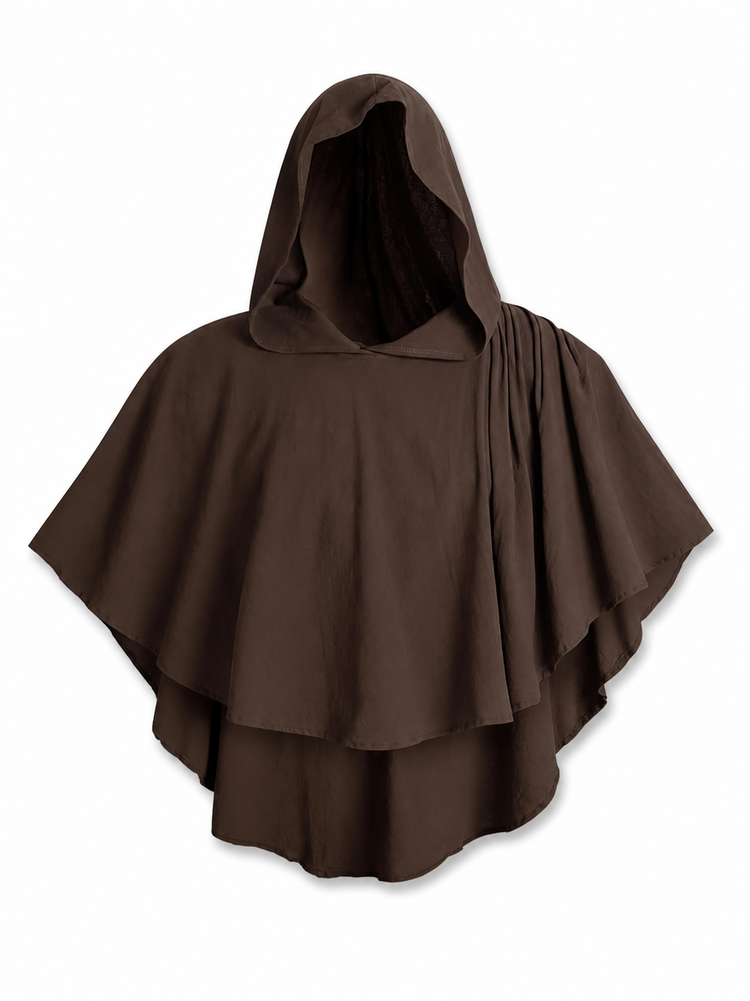 Women's Hooded Wanderer Cloak Costume with Layered Hem, Shoulder Draped Pleats included items 5