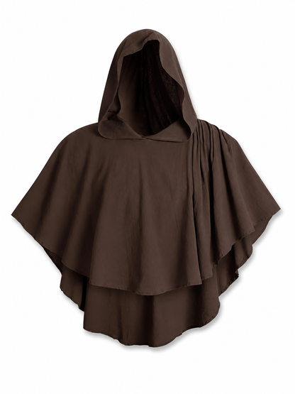Women's Hooded Wanderer Cloak Costume with Layered Hem, Shoulder Draped Pleats included items 5