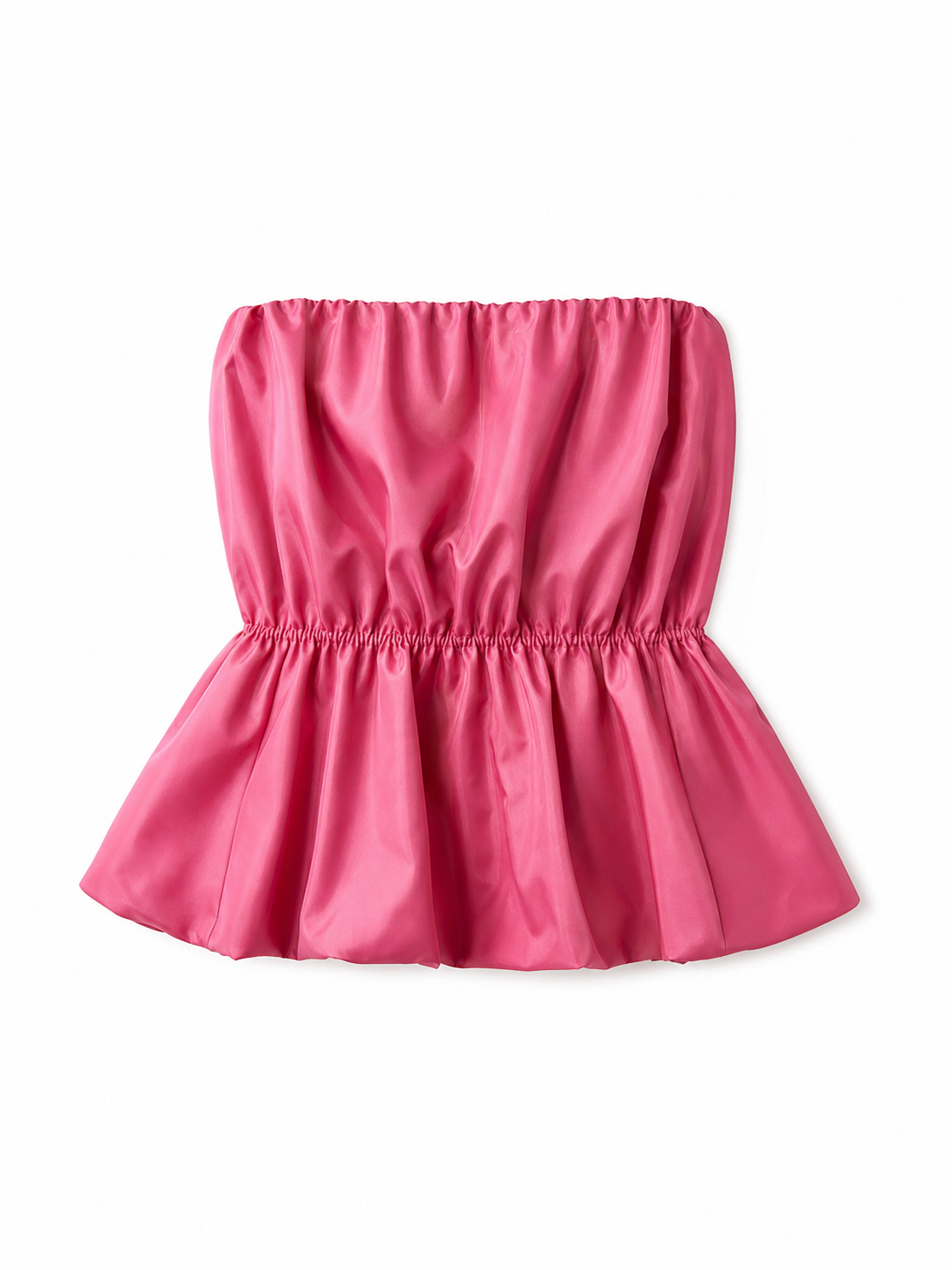 Strapless peplum bustier top, bright pink