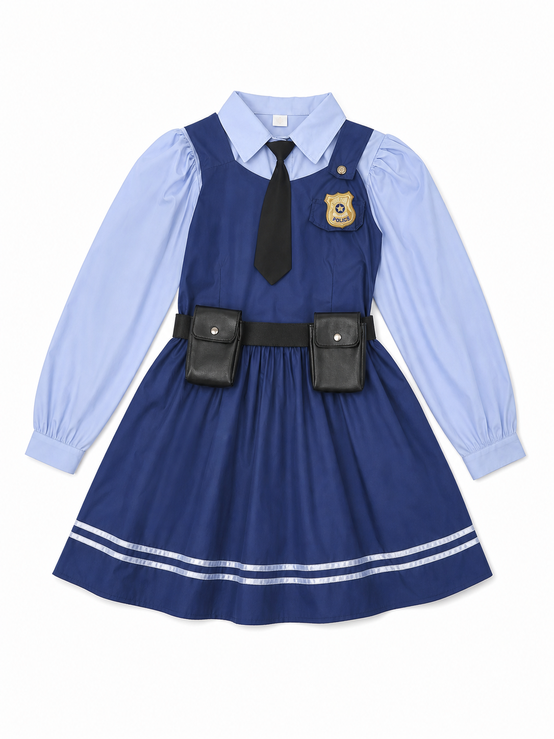 Police Costume with Skirt, Tie, and Badge