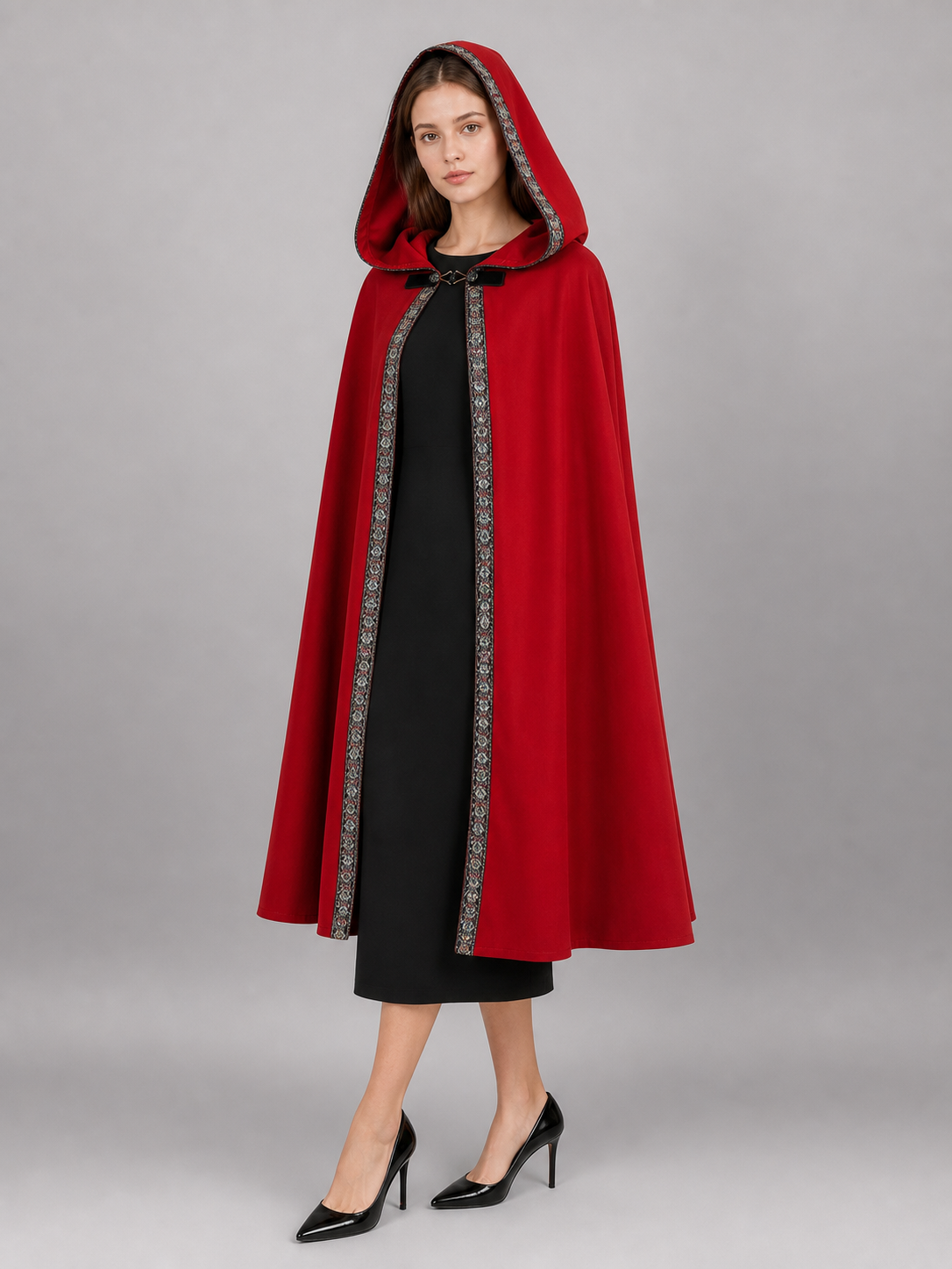 Red Hooded Carnival Cloak for Cosplay