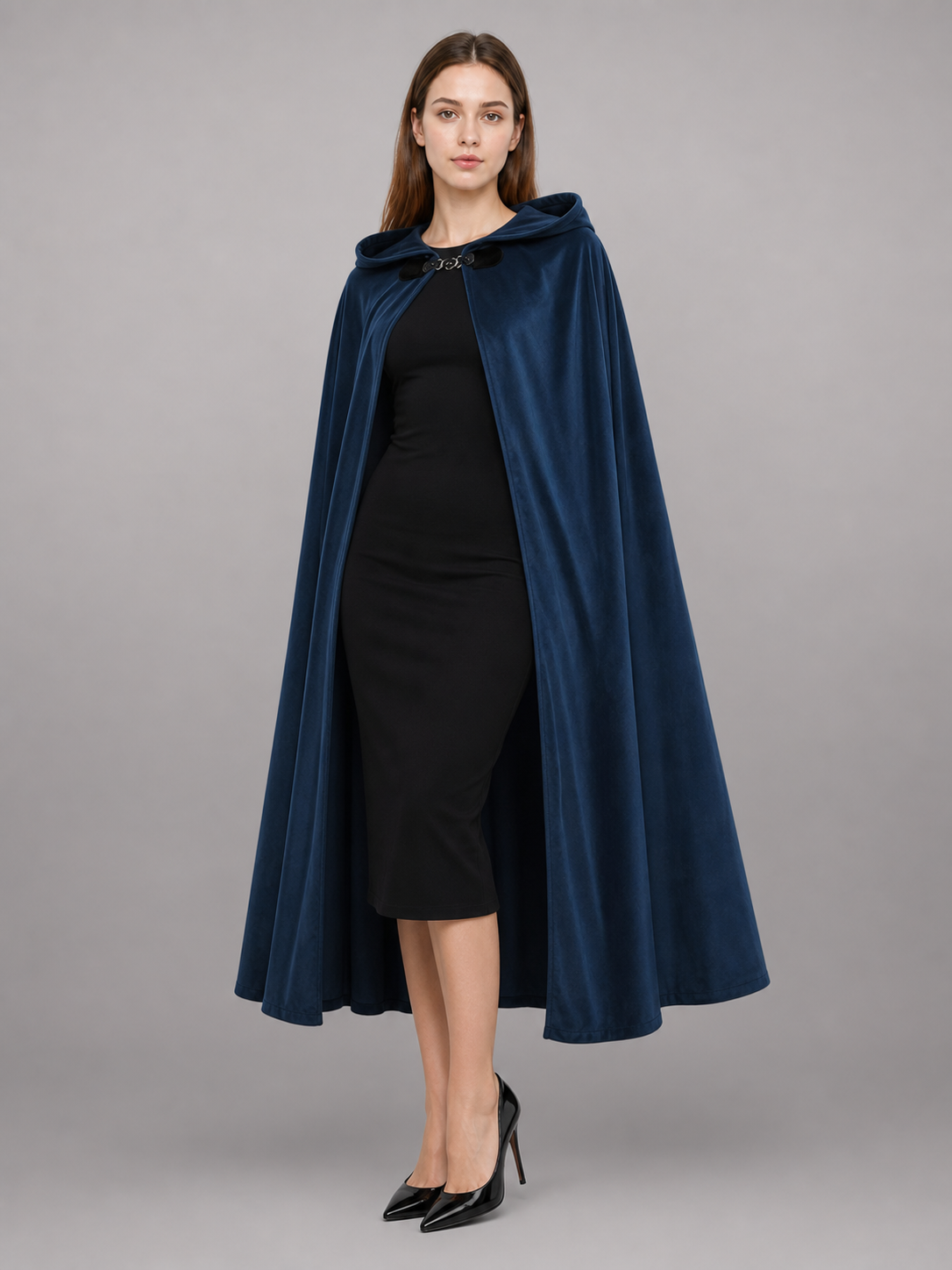 Dark Blue Hooded Costume Cloak