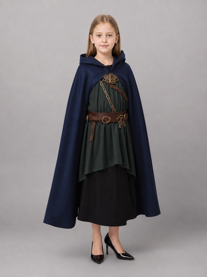 Dark Blue Hooded Costume Cloak