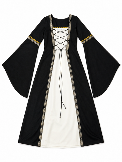 Medieval Halloween Dress Costume with Lace-Up Detailing