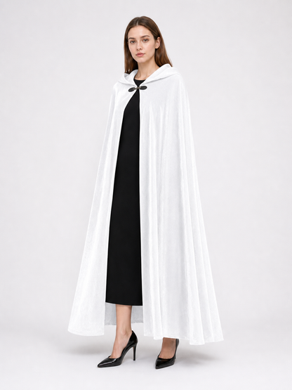 Long White Hooded Carnival Cloak
