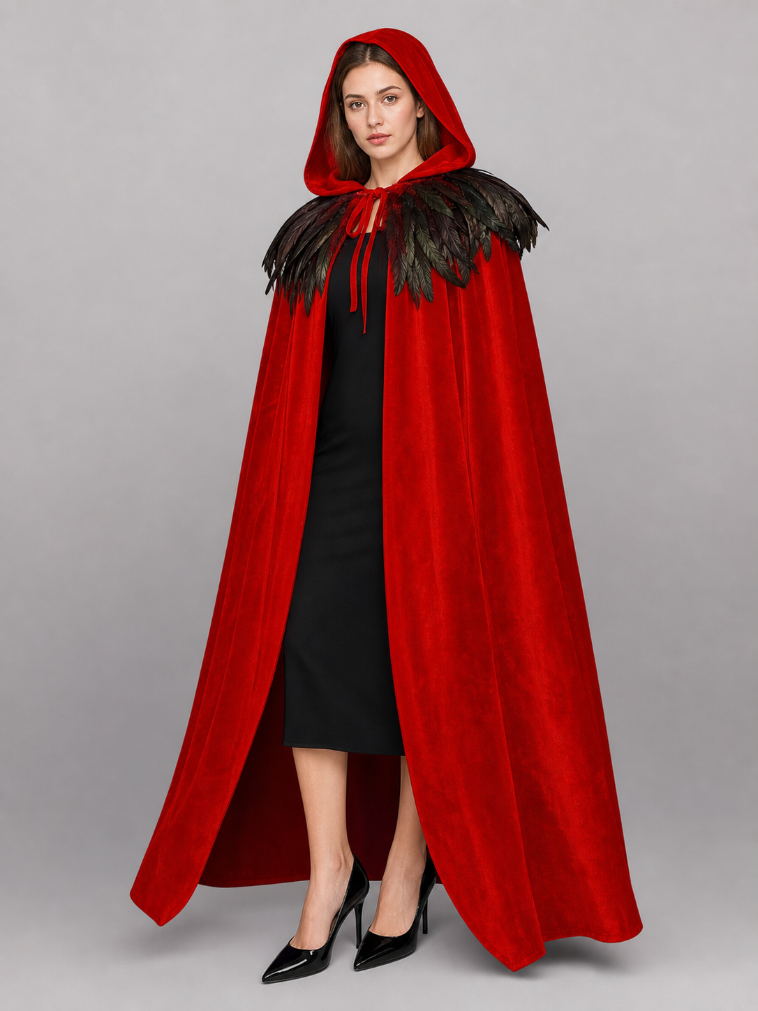 Red Gothic Hooded Costume Cape
