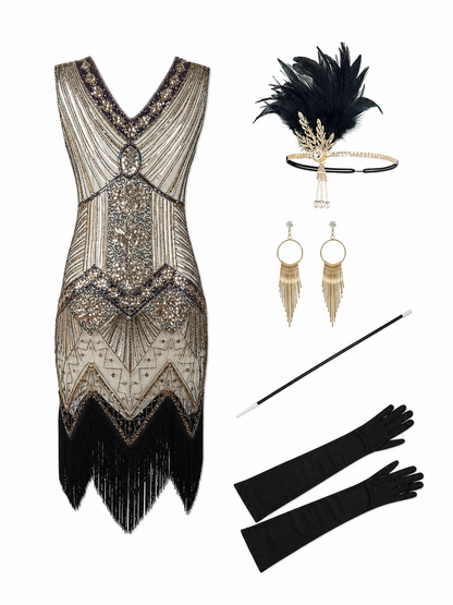 Vintage Gatsby Fringe and Sequin Dress