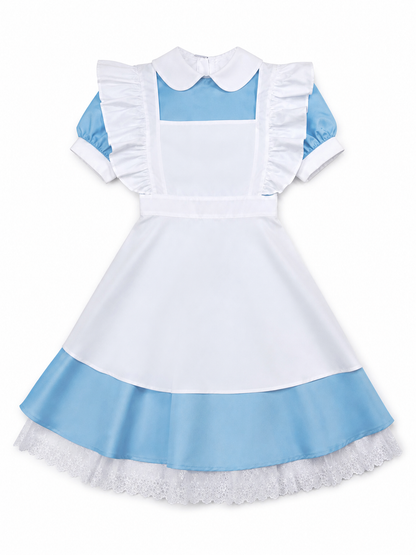 Maid-style costume dress, blue and white