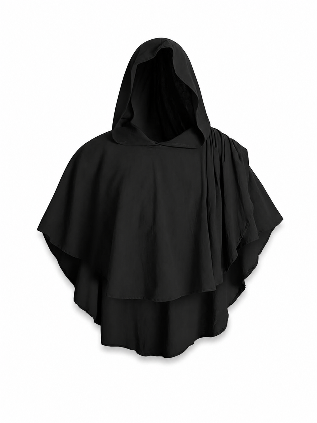 Women's Gothic Hooded Cape Cloak for Halloween Cosplay, Black Flowing Draped included items 5