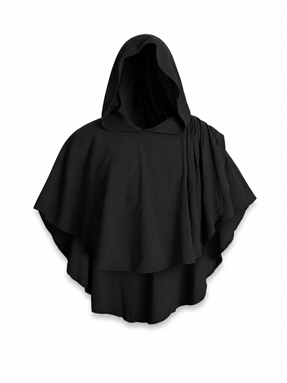 Women's Gothic Hooded Cape Cloak for Halloween Cosplay, Black Flowing Draped included items 5