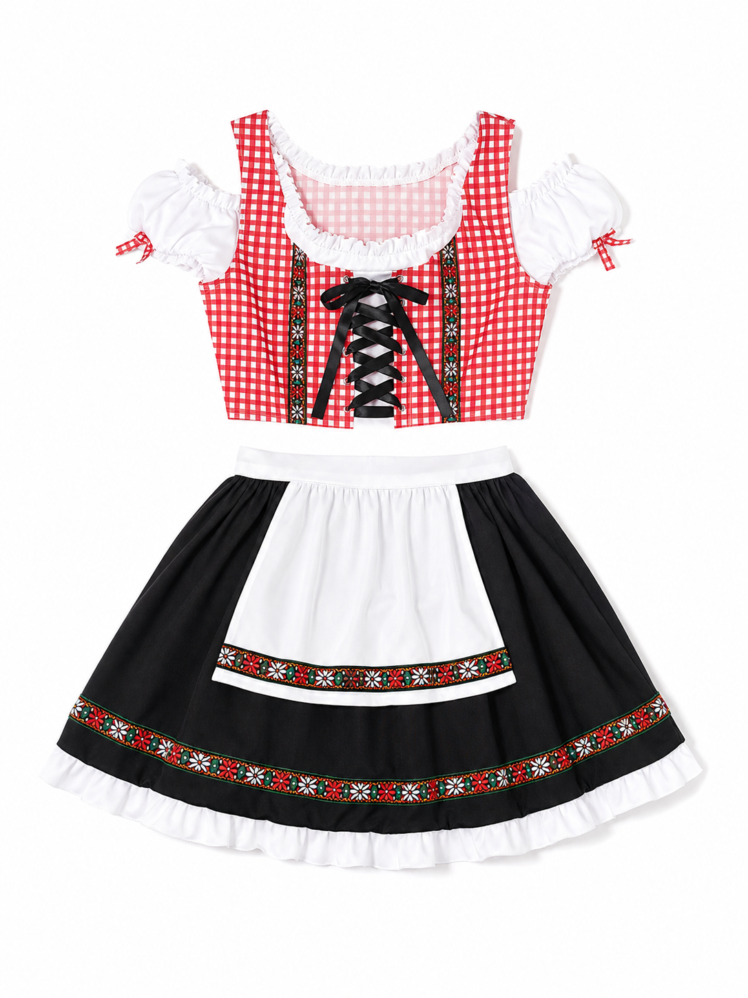 Historical German costume with apron and bow