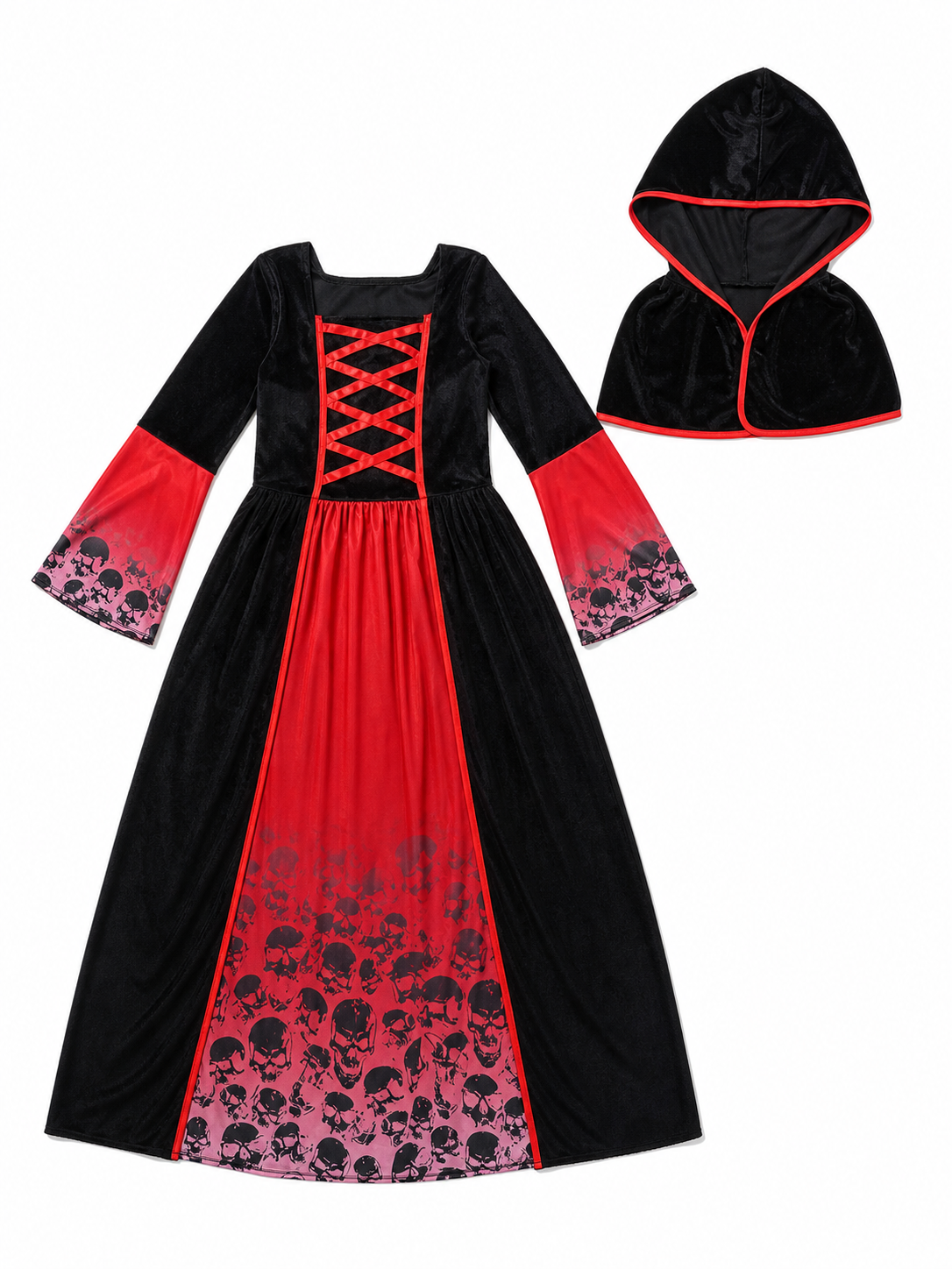 Hooded vampire costume dress, gothic look