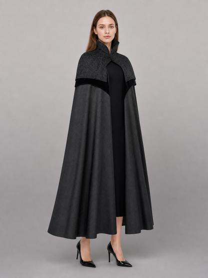 Black Hooded Fantasy Costume Cloak