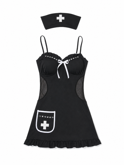 Medical Uniform: Black Dress with White Trim