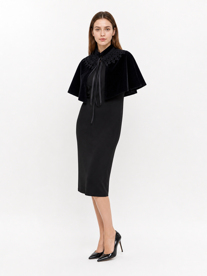 Black Gothic Costume Cape with Lace
