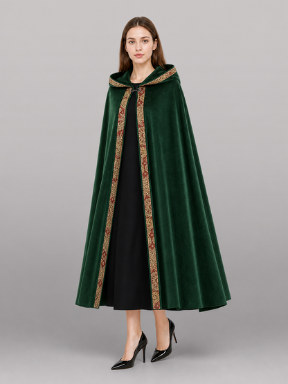 Green Medieval Costume Cloak with Hood