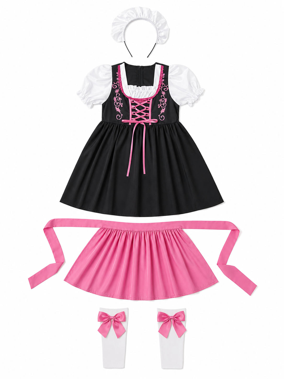 Children’s Carnival Costume: Dress, Apron, and Accessories