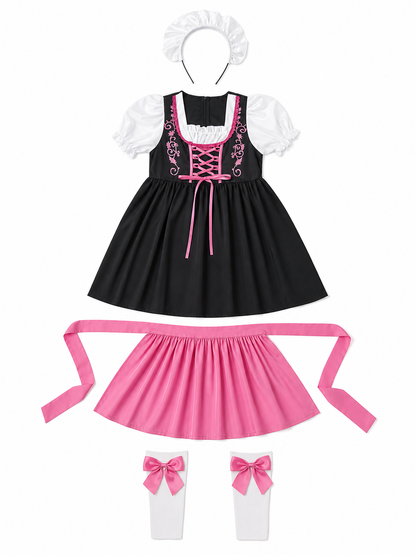 Children’s Carnival Costume: Dress, Apron, and Accessories