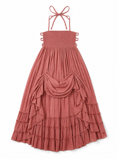 Boho-Style Maxi Dress with an Open Back