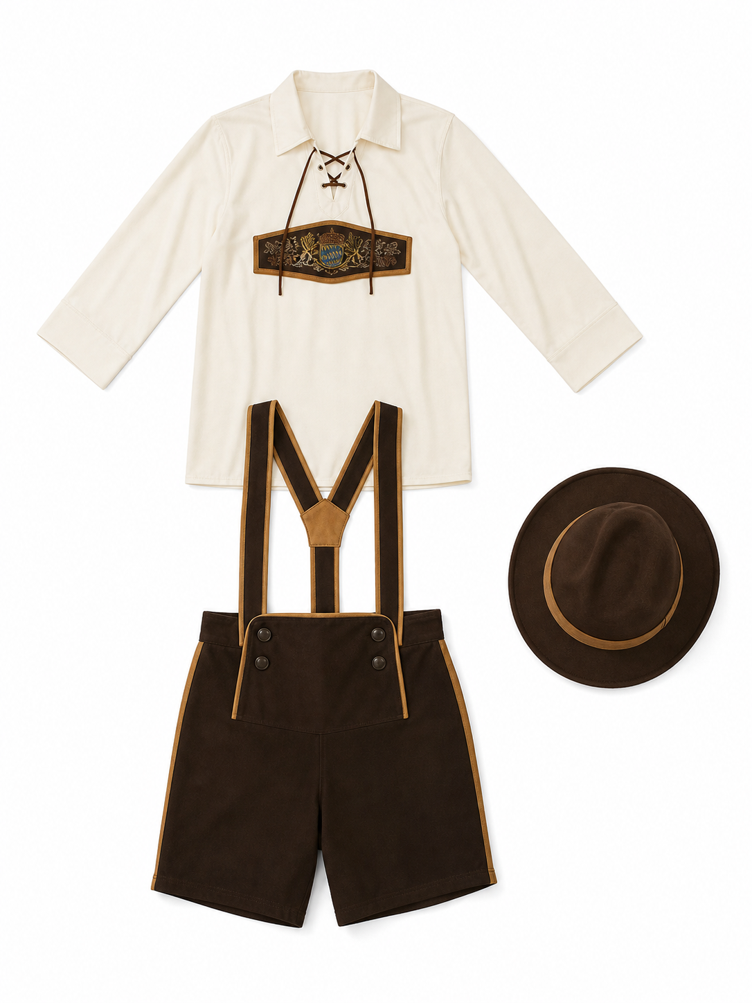 Bavarian Oktoberfest Costume with Shorts and Hat
