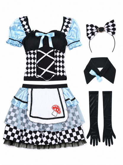 Harlequin Costume with Apron and Accessories