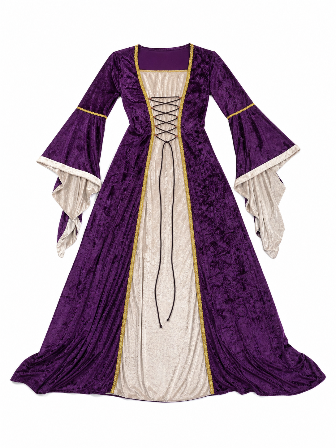 Medieval-Style Dress with Flared Sleeves