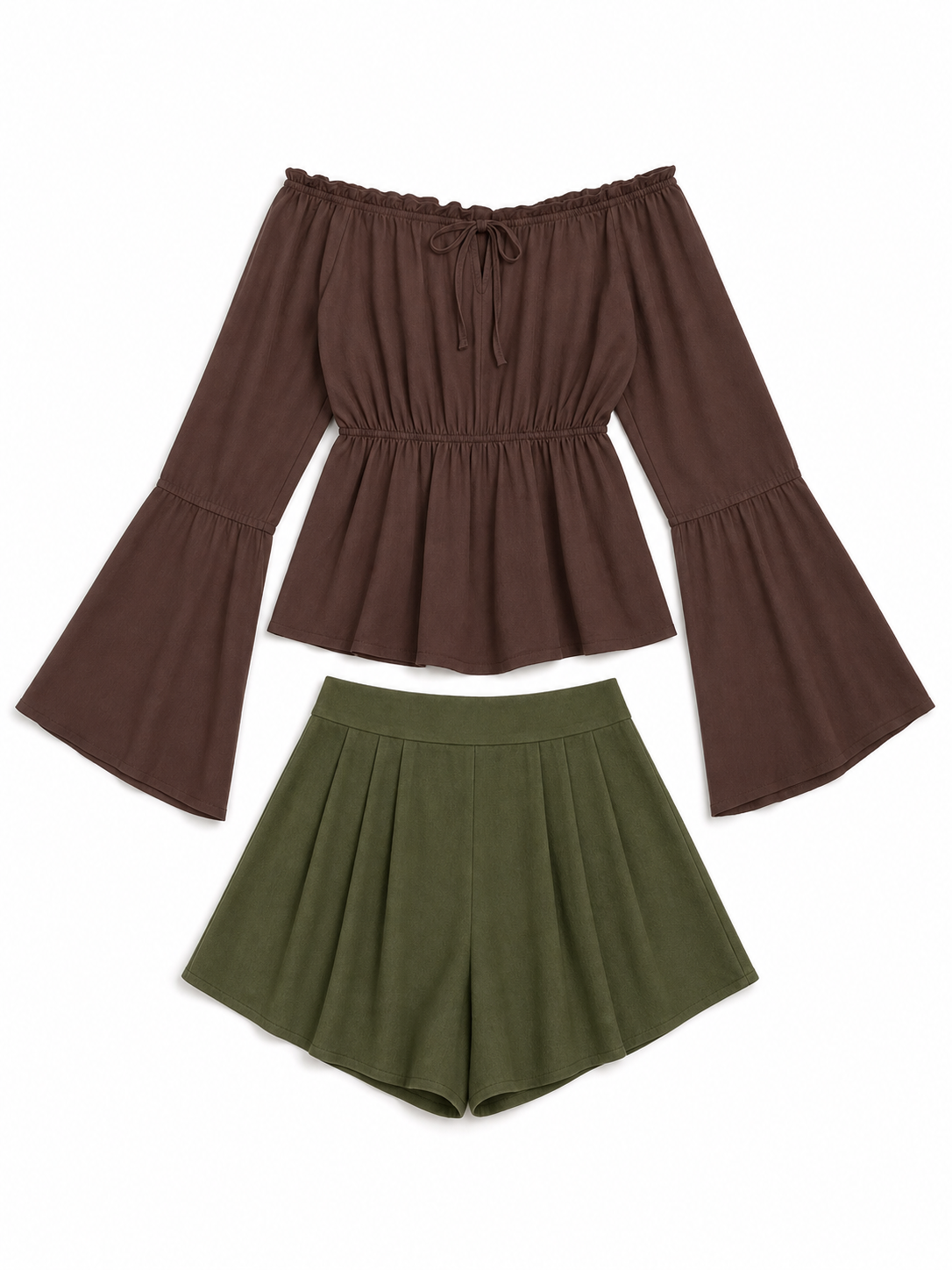 Off-the-Shoulder Top with Flared Sleeves