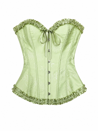 Light Green Corset Top with Ruffles and Lacing