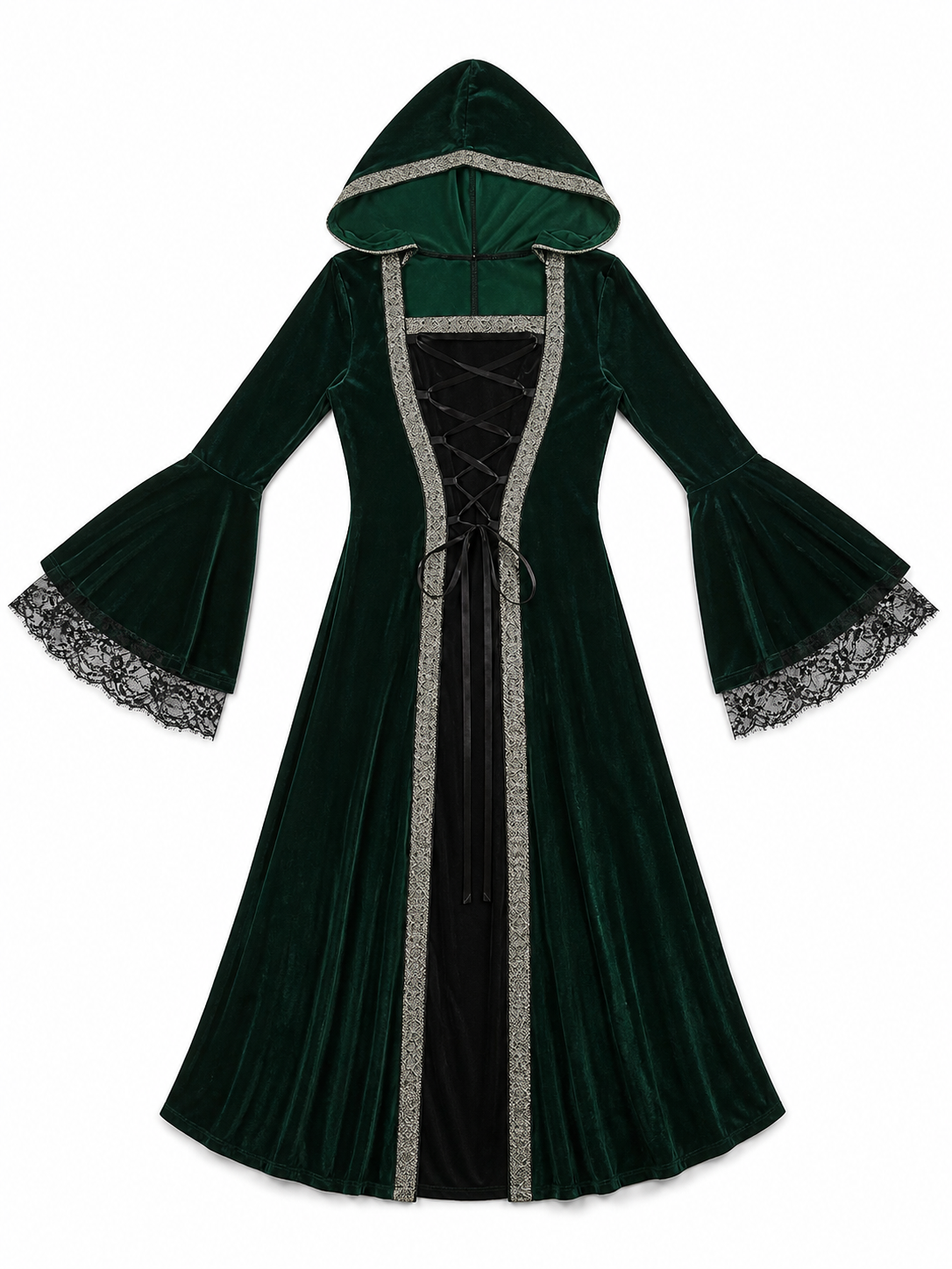 Gothic Hooded Dress in a Medieval Style
