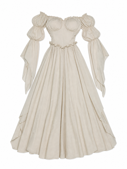 Long vintage-style ruffled dress