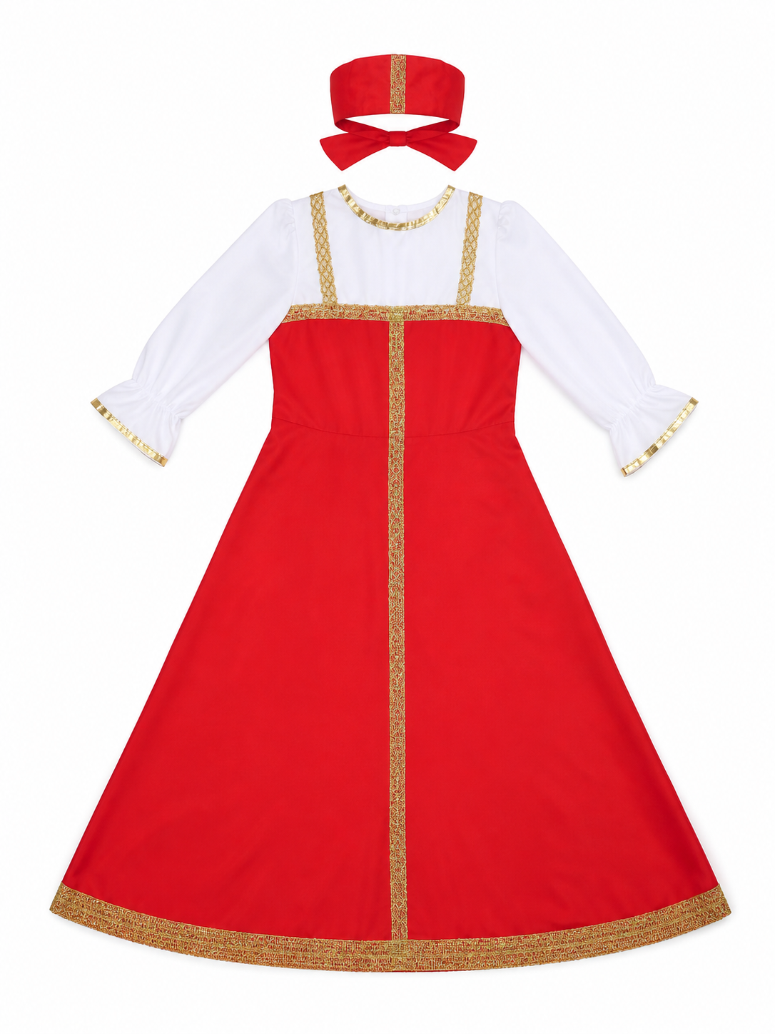 Russian Folk Midi Dress with Hat