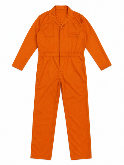 Orange Long-Sleeve Utility Jumpsuit