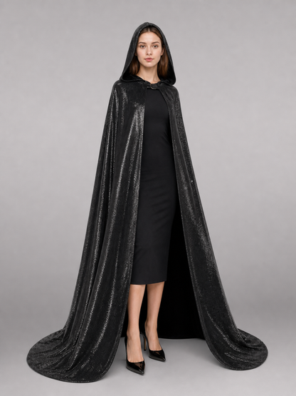 Black Gothic Hooded Carnival Cloak