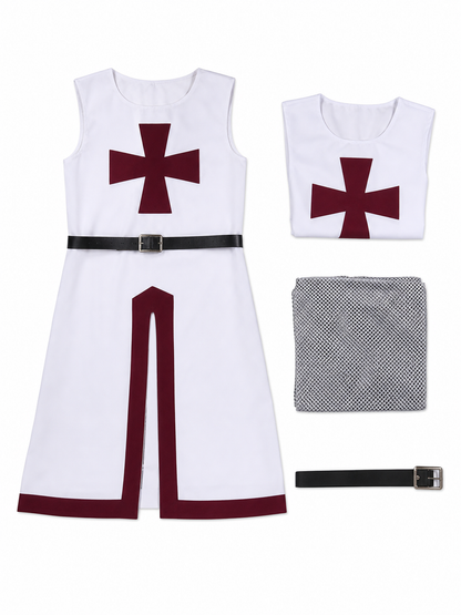 Medieval Costume with Cross, Cloak, and Belt
