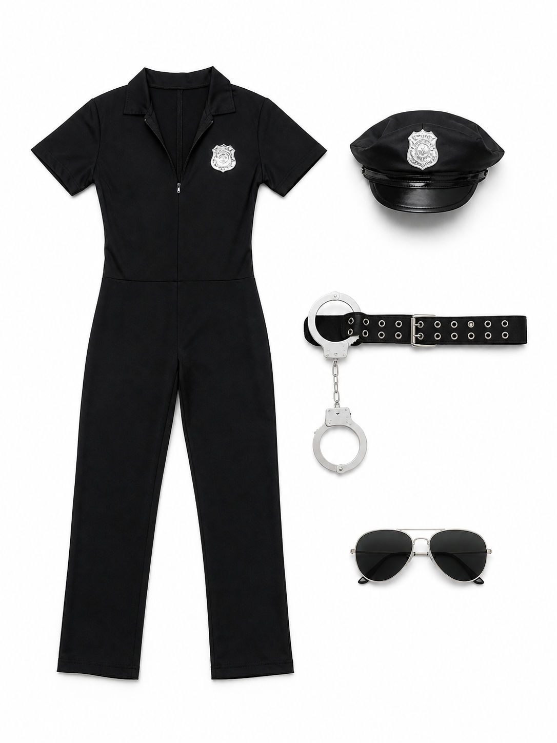 Black Police Jumpsuit for Cosplay