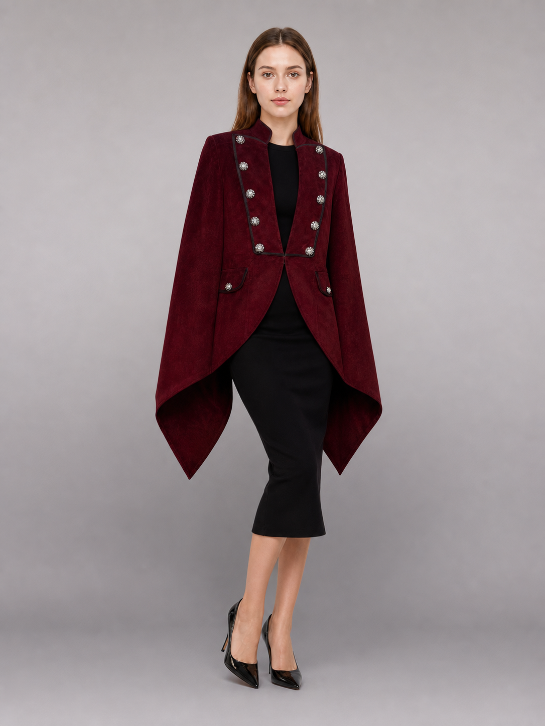 Carnival tailcoat in burgundy with black lapels