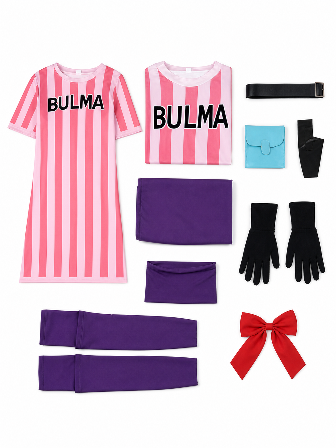 Dragon Ball Bulma Cosplay Dress with Accessories