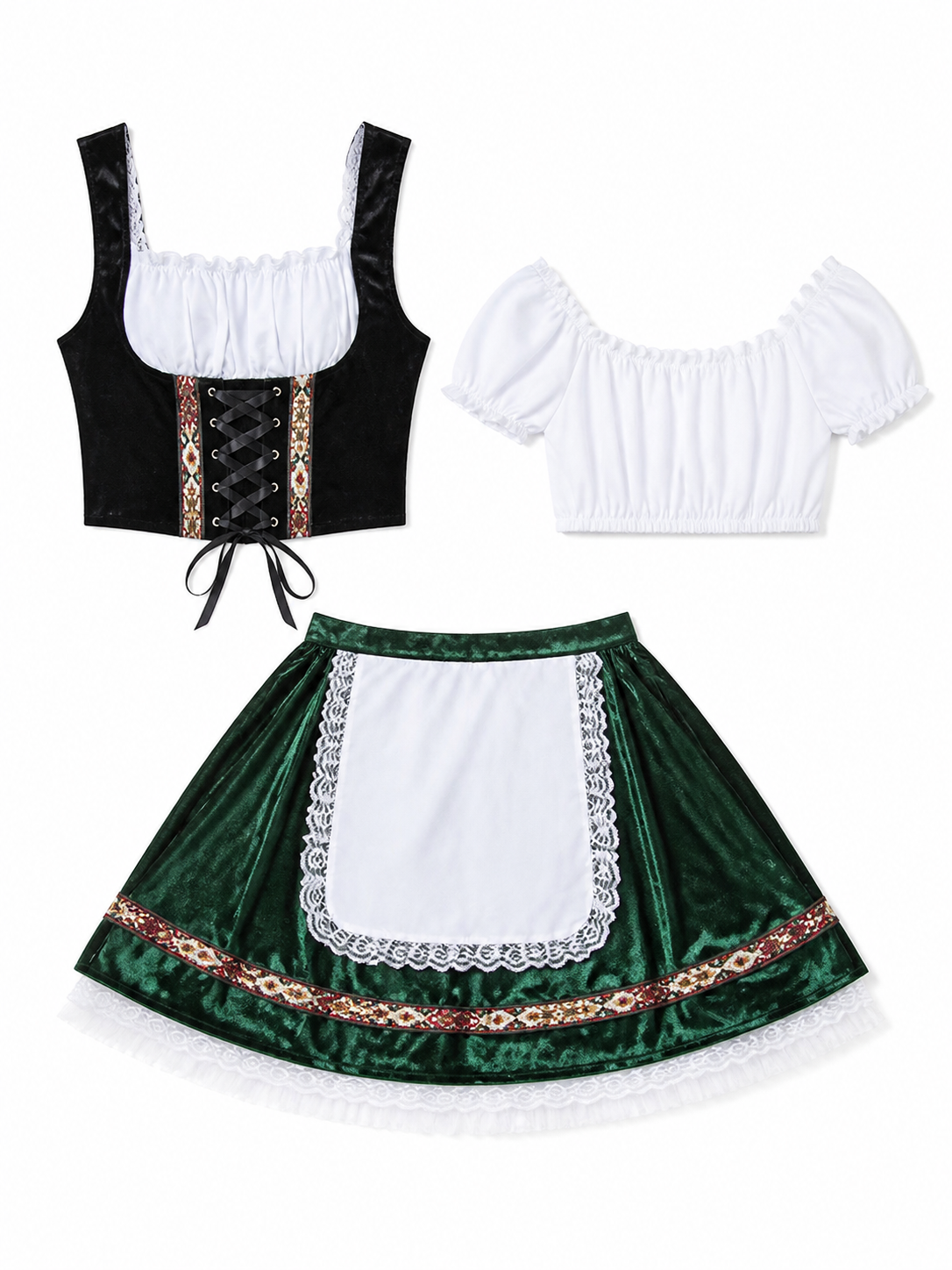 National costume dress with apron and corset