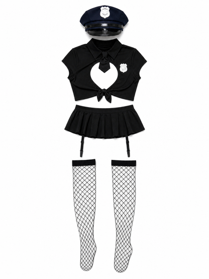 Police Costume: Black Top and Short Skirt