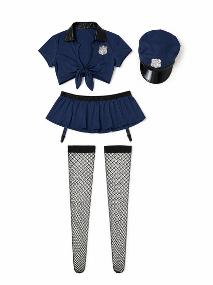 Police-Style Costume: Top and Pleated Skirt