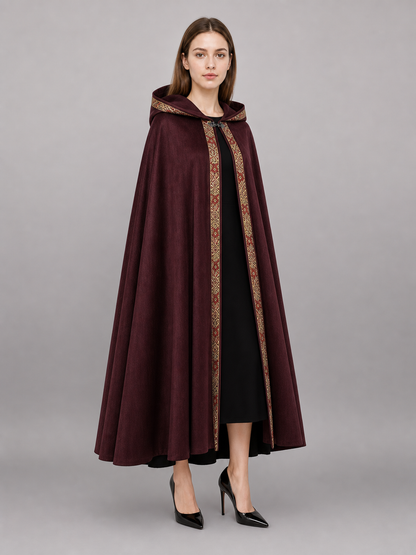 Burgundy Carnival Cloak with Hood